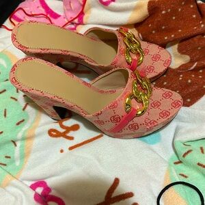 Women pink open toe heels size 10 (42) NOT FOR WIDE FEET‼️